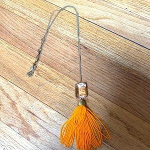 Jcrew orange bead and pale pink crystal gold chain necklace
